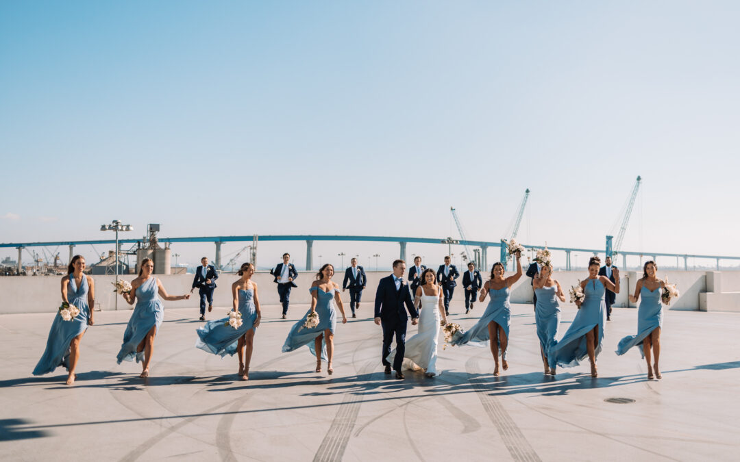 Wedding Party Photo in Downtown San Diego before heading to Coasterra for a beautiful Fall Wedding in San Diego! Expert Photography by native San Diego Wedding Photographer Brandon Colbert Photography.